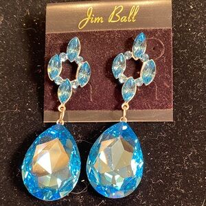 Blue Teardrop Crystal Dangle Earrings